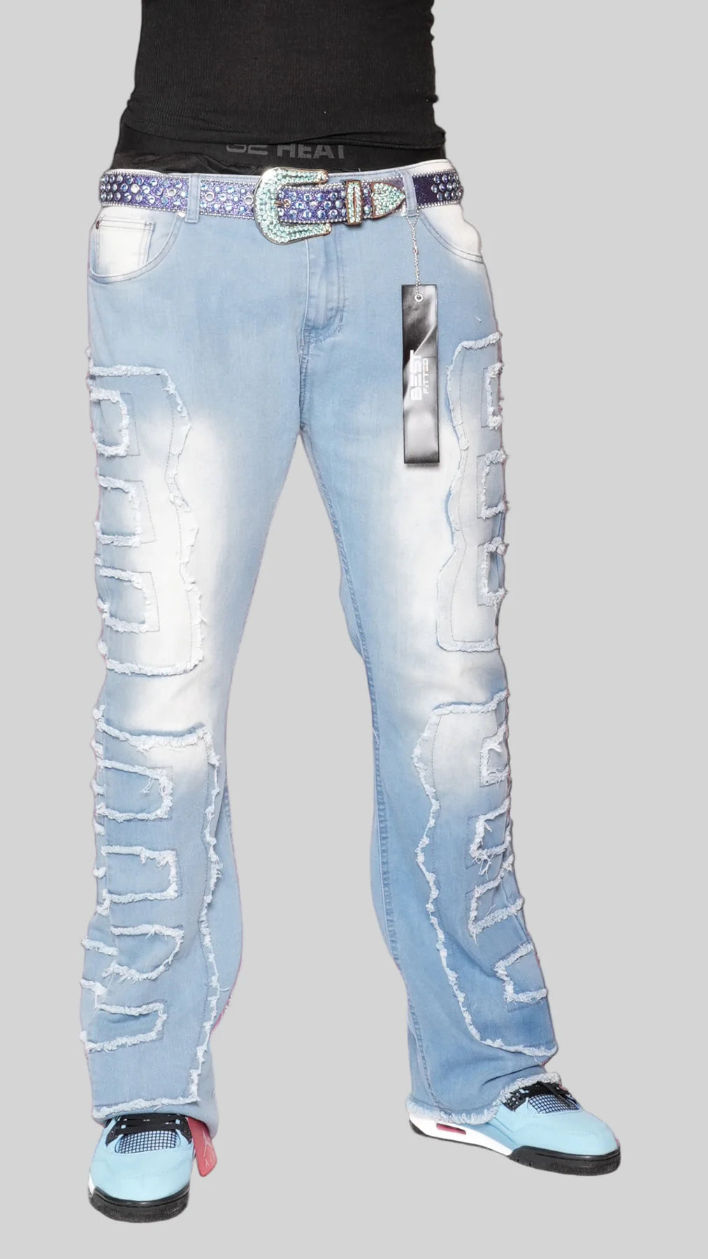 Men’s Stacked Jeans – Light Blue Premium Streetwear Denim for Modern Style and Comfort