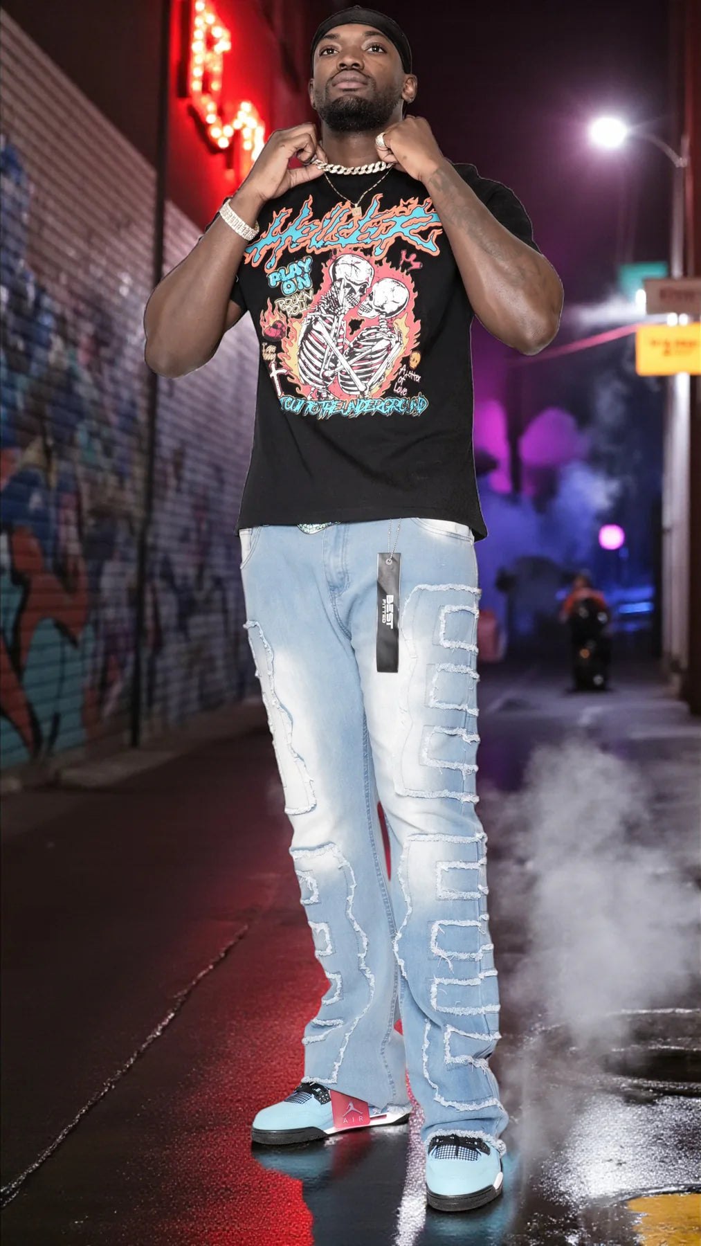 Men’s Stacked Jeans – Light Blue Premium Streetwear Denim for Modern Style and Comfort