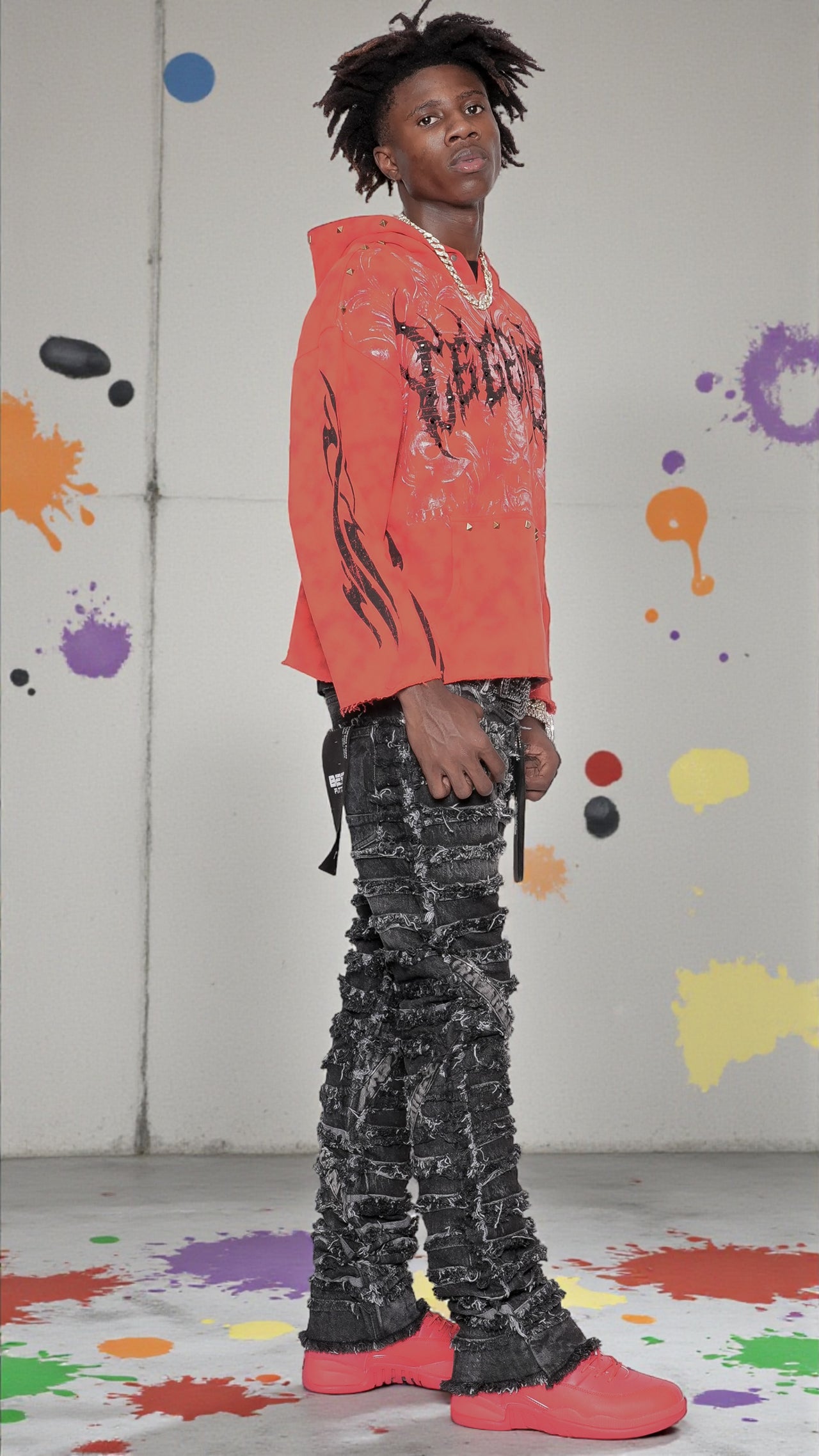 Extreme Ripped Stack Jeans - Best Fitted Black Fringe Layered Denim