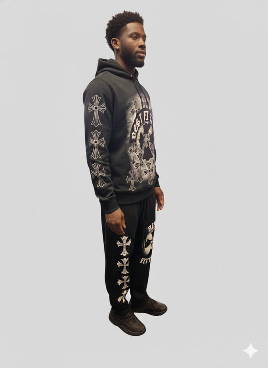black sweatsuit