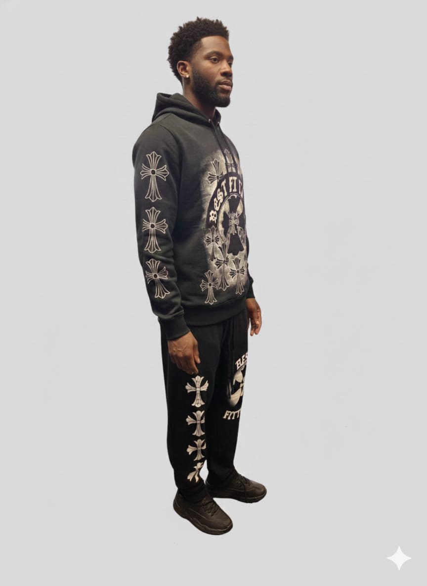 black sweatsuit