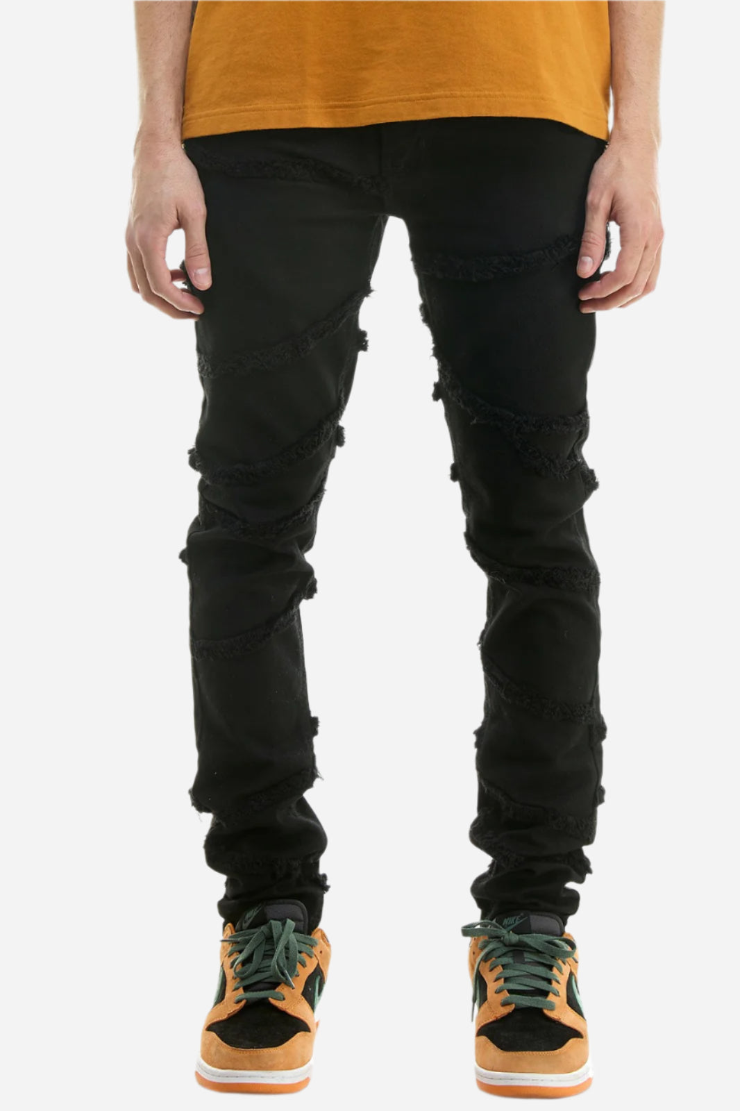 Black Hanging Weft Skinny Pants
