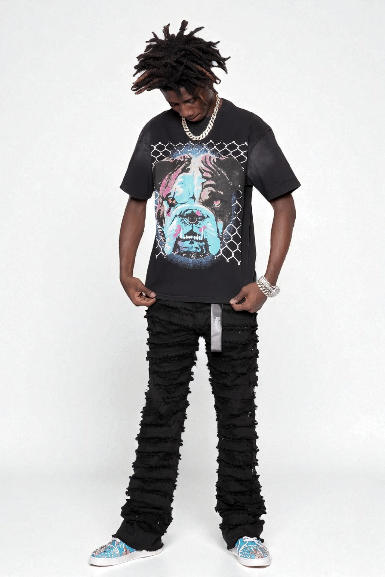 Men’s Stacked Jeans – Urban Edge Distressed Baggy Jeans