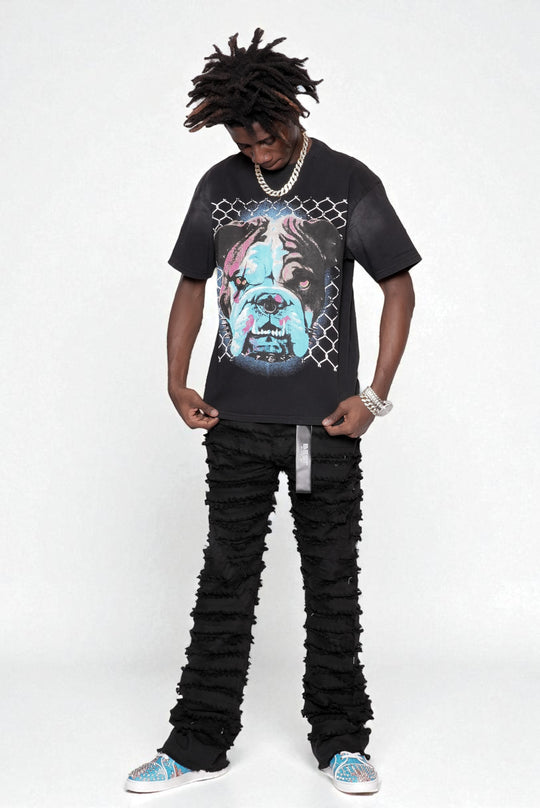 Men’s Stacked Jeans – Urban Edge Distressed Baggy Jeans