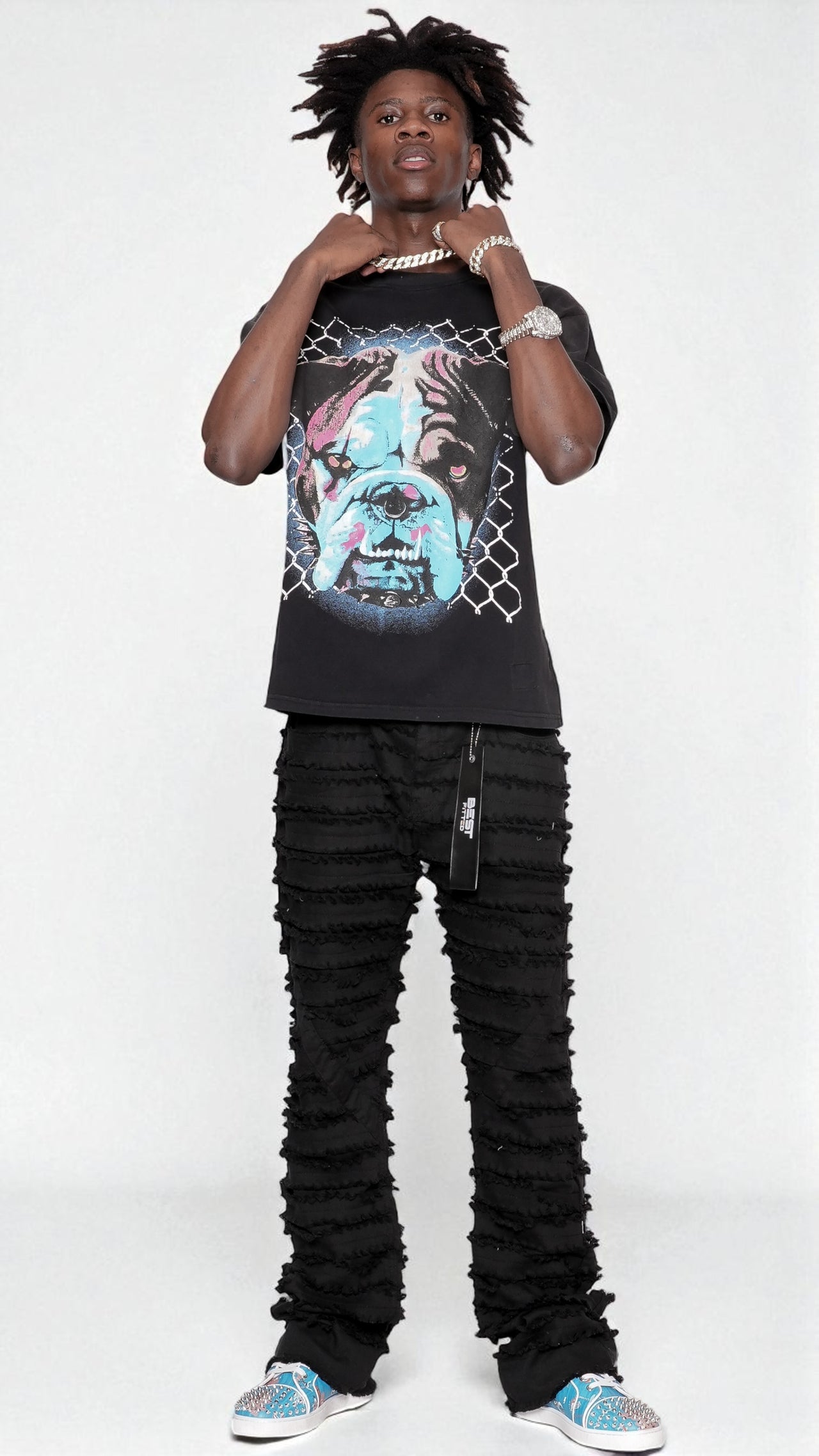 Men’s Stacked Jeans – Urban Edge Distressed Baggy Jeans