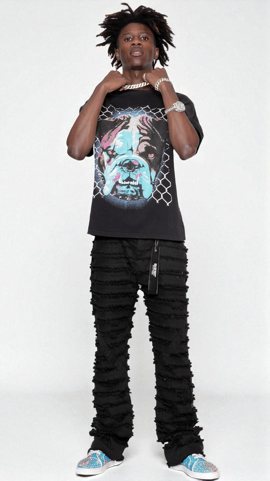 Men’s Stacked Jeans – Urban Edge Distressed Baggy Jeans