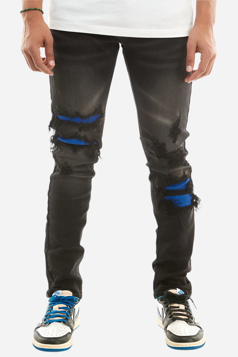 Black Contrast Under Patched Jeans
