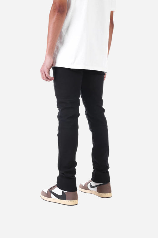 Black Destroyed Pant with Panel - Skinny Fit