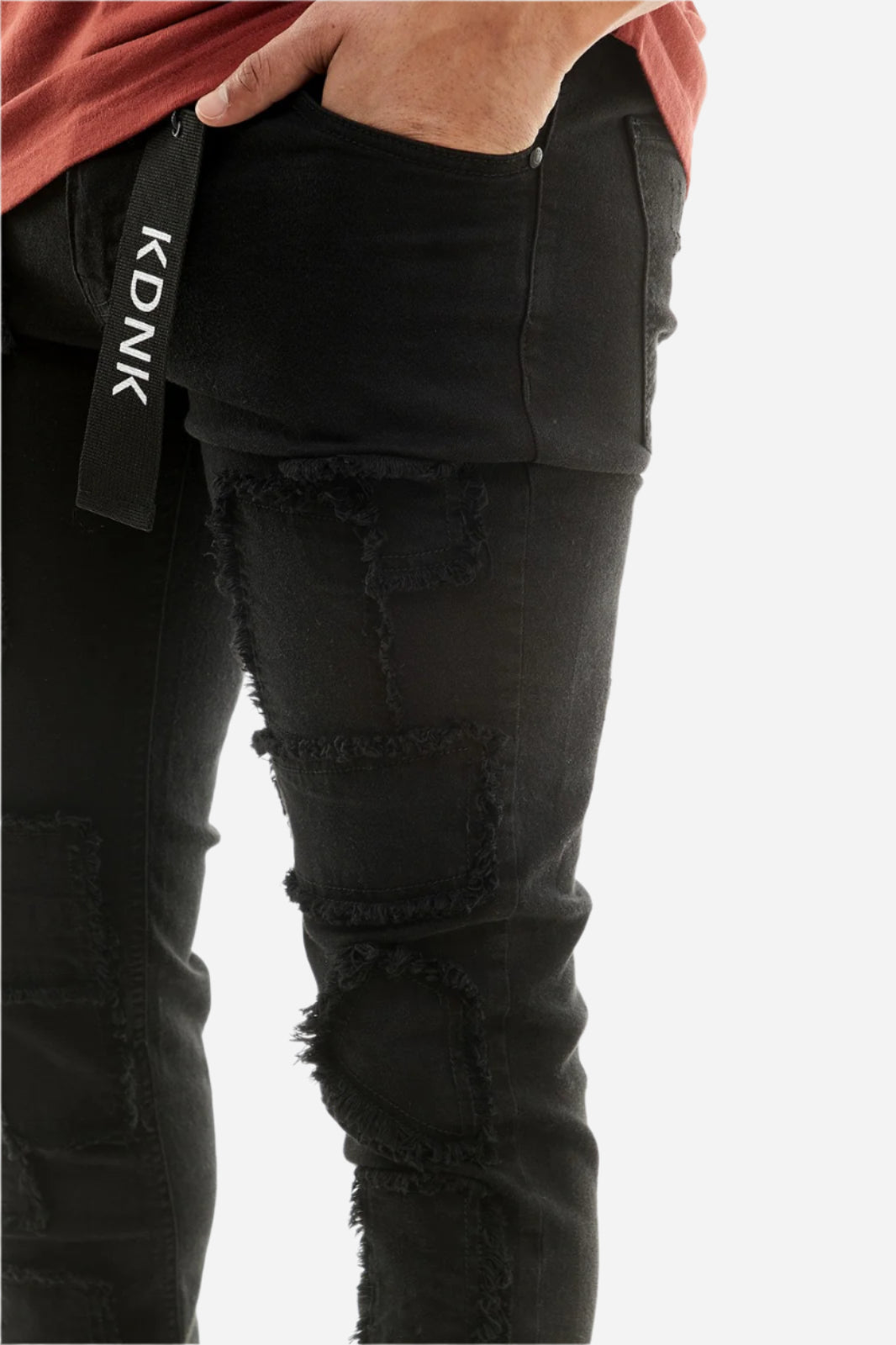 Black Patch Work Jeans - Skinny Fit