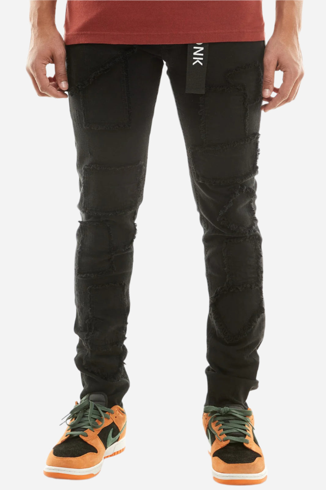 Black Patch Work Jeans - Skinny Fit