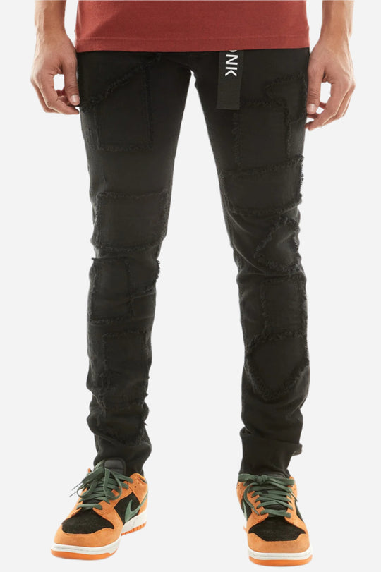 Black Patch Work Jeans - Skinny Fit