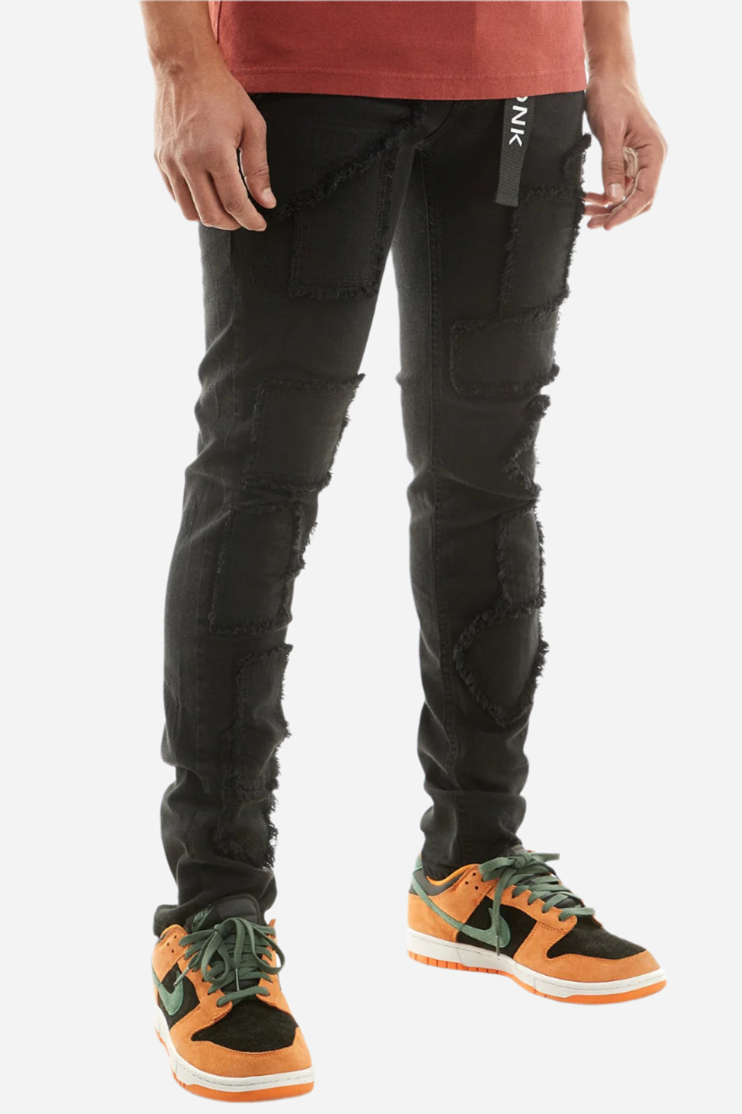 Black Patch Work Jeans - Skinny Fit