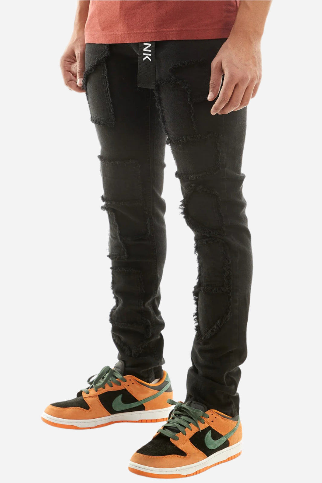 Black Patch Work Jeans - Skinny Fit