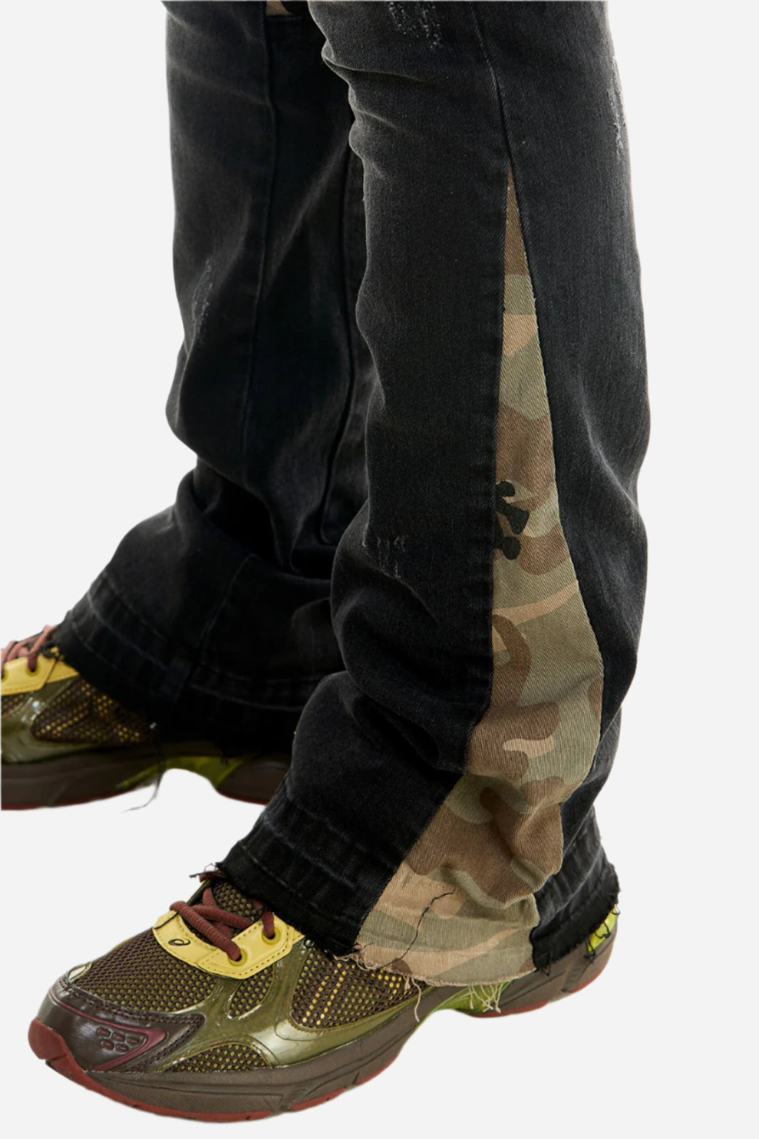 Black Camo Skinny Flare Jeans - Stacked Flare Fit