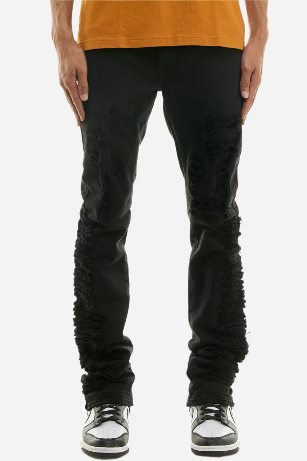 Black Distressed Stack Pant - Stacked Fit – Best Fitted