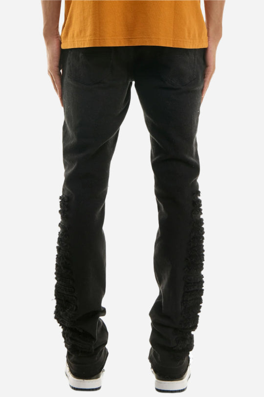 Black Distressed Stack Pant - Stacked Fit