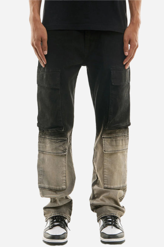 Jet Black Ombre Double Cargo Slim gradient Jeans - Slim Fit Cargo