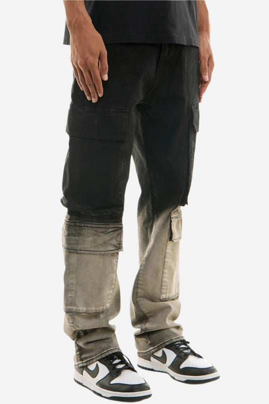 Jet Black Ombre Double Cargo Slim gradient Jeans - Slim Fit Cargo