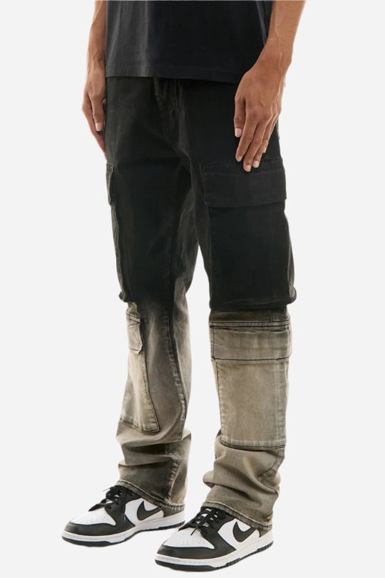Jet Black Ombre Double Cargo Slim gradient Jeans - Slim Fit Cargo