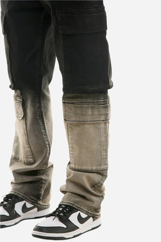 Jet Black Ombre Double Cargo Slim gradient Jeans - Slim Fit Cargo