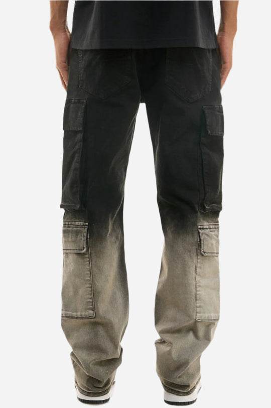 Jet Black Ombre Double Cargo Slim gradient Jeans - Slim Fit Cargo
