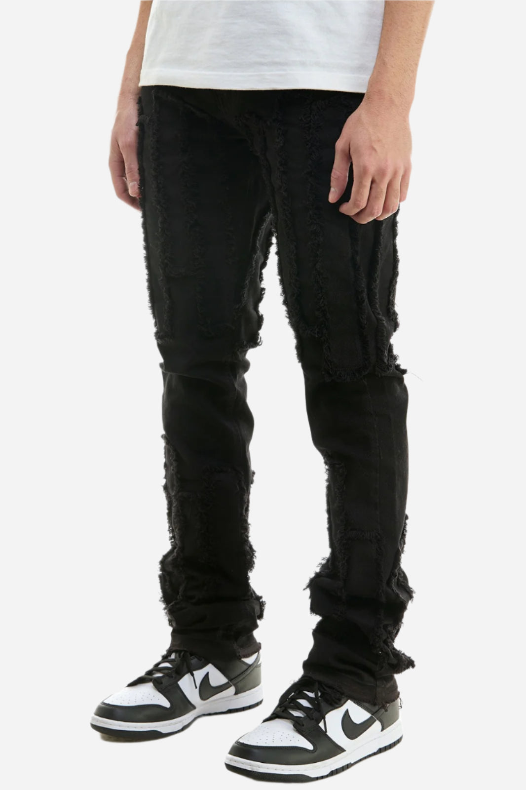 Black Vintage Panel Stacked Pants