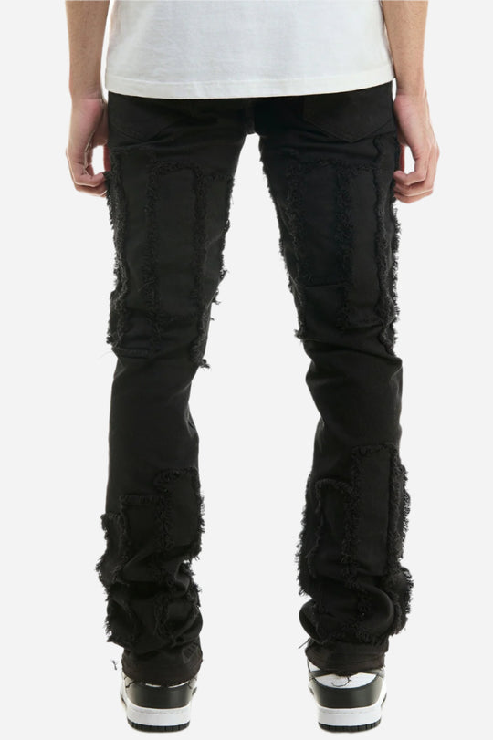 Black Vintage Panel Stacked Pants