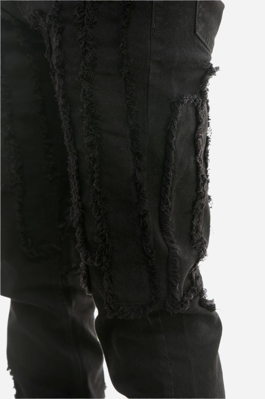 Black Vintage Panel Stacked Pants