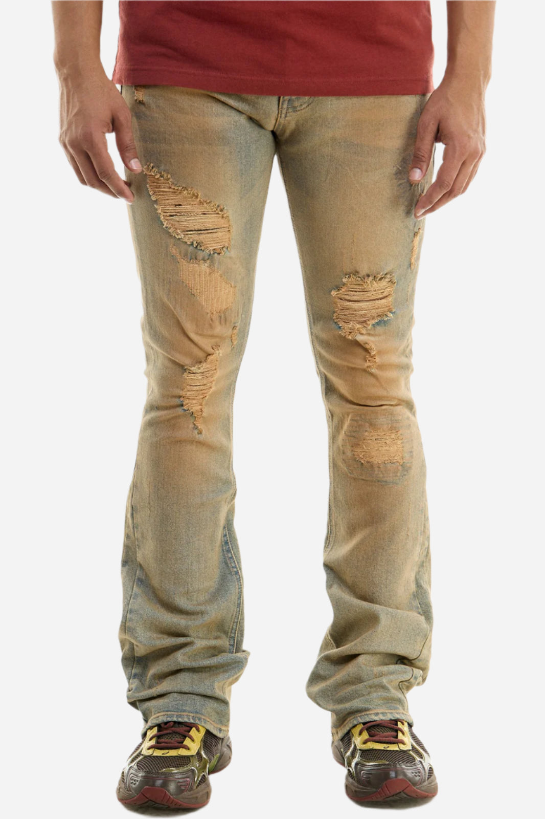 TNT M Blue Distressed Skinny Flare Jeans