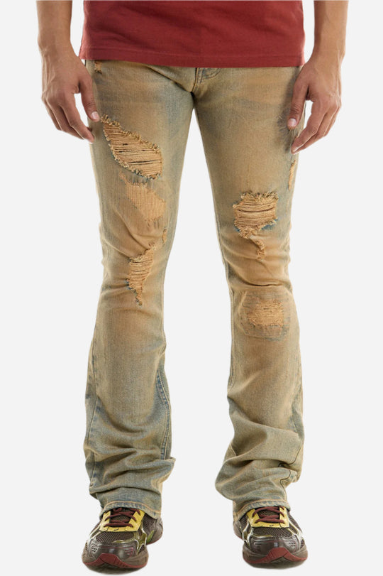 TNT M Blue Distressed Skinny Flare Jeans