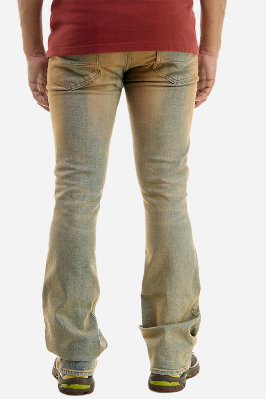 TNT M Blue Distressed Skinny Flare Jeans - Stacked Flare Fit