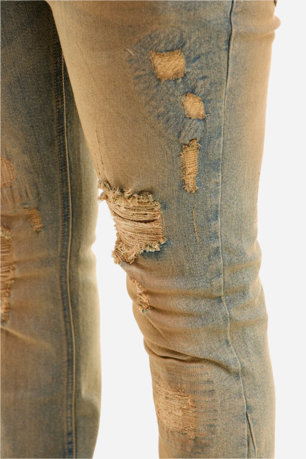 TNT M Blue Distressed Skinny Flare Jeans - Stacked Flare Fit