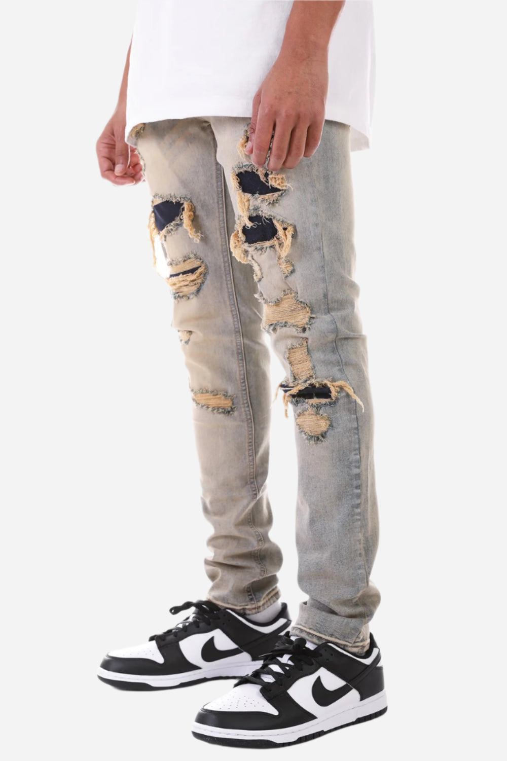 Blue Patched Jeans - Skinny Fit