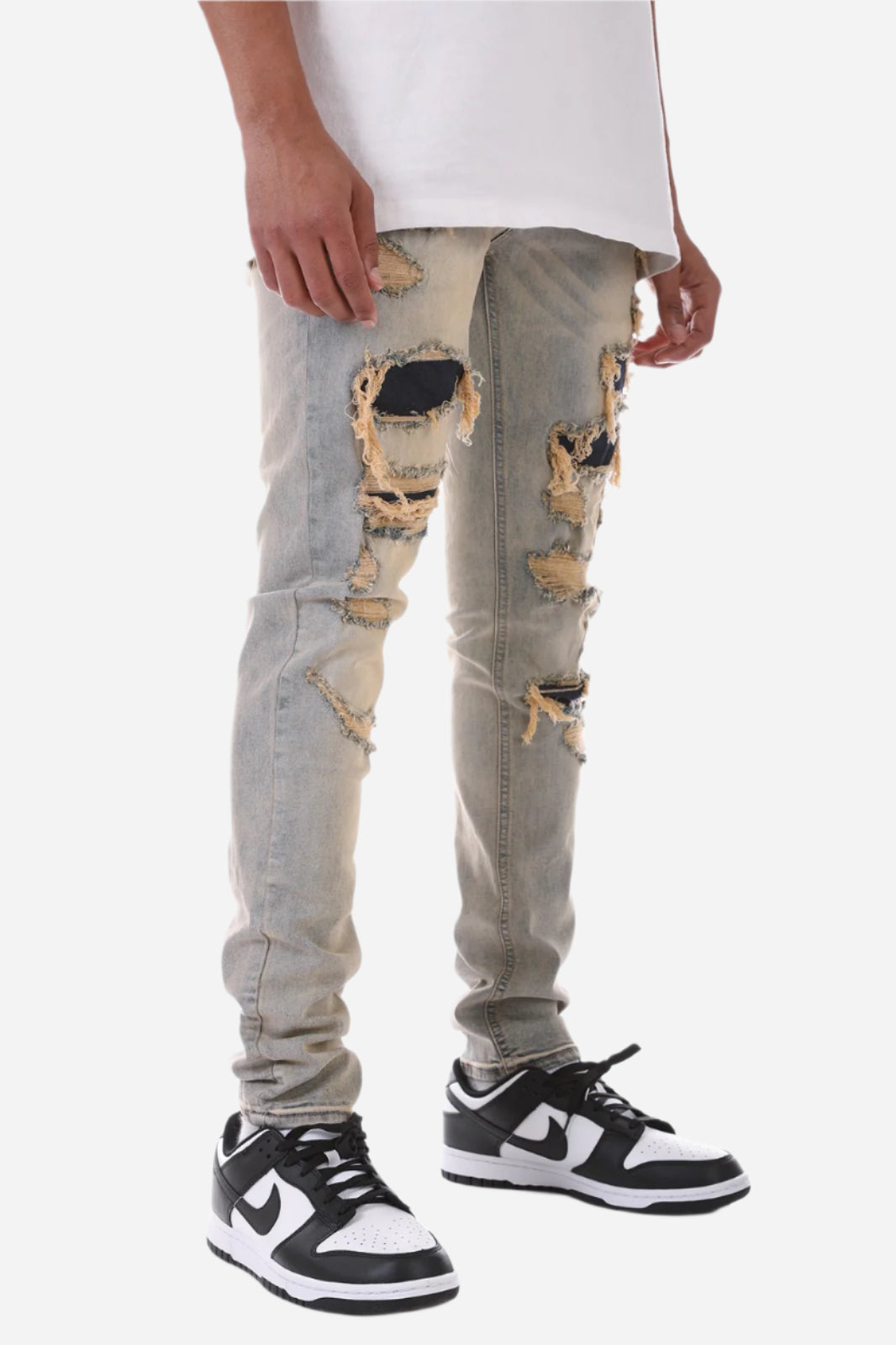 Blue Patched Jeans - Skinny Fit