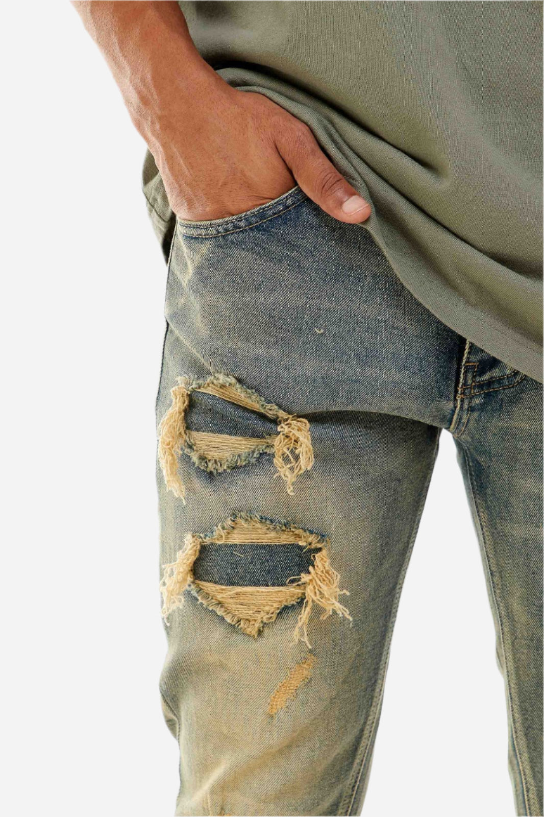 Blue RIP & Repair Jeans - Skinny Fit