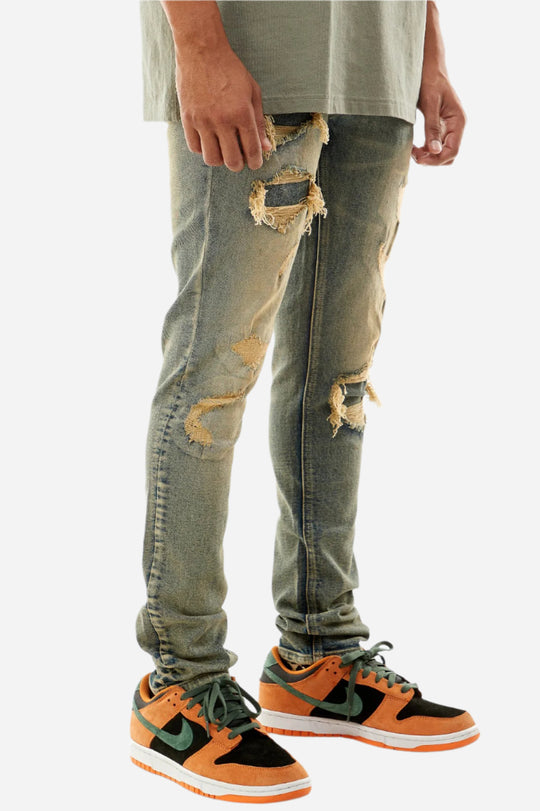 Blue RIP & Repair Jeans - Skinny Fit