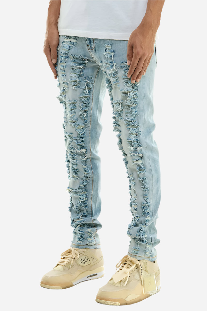 Blue Distressed Skinny Jeans - Skinny Fit