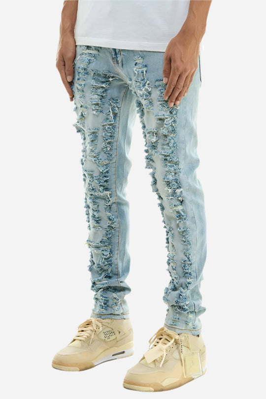 Blue Distressed Skinny Jeans - Skinny Fit