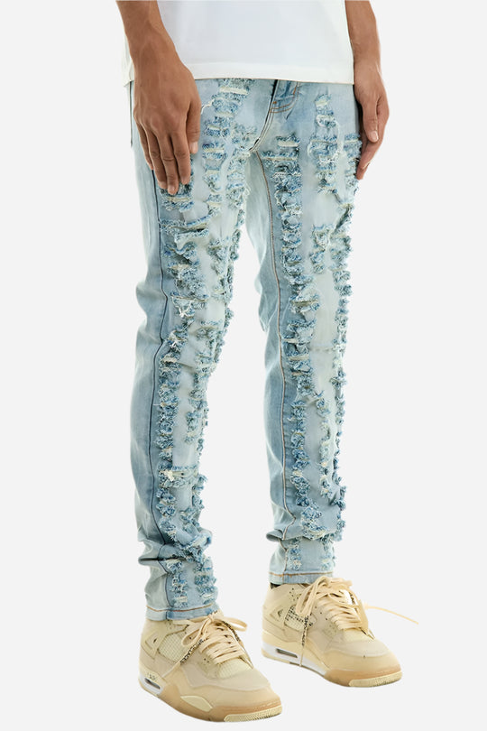 Blue Distressed Skinny Jeans - Skinny Fit