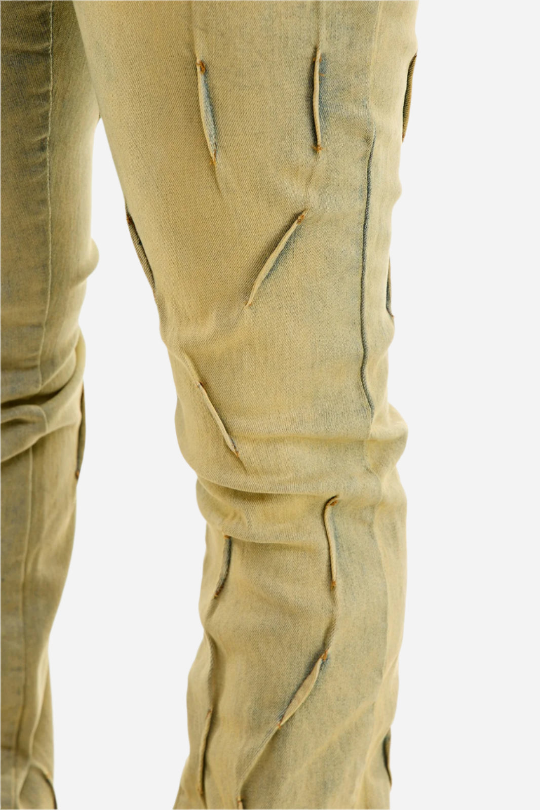 Blue Pleated Skinny Flare Jeans - Stacked Flare Fit