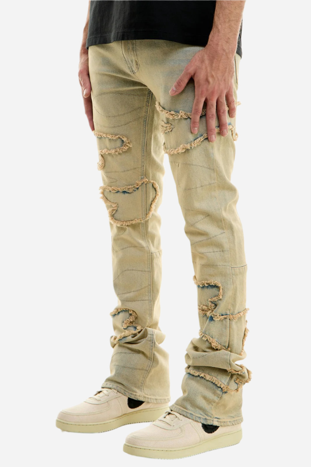 T.LT Blue Wavy Skinny Flare Jeans - Skinny Flare Fit