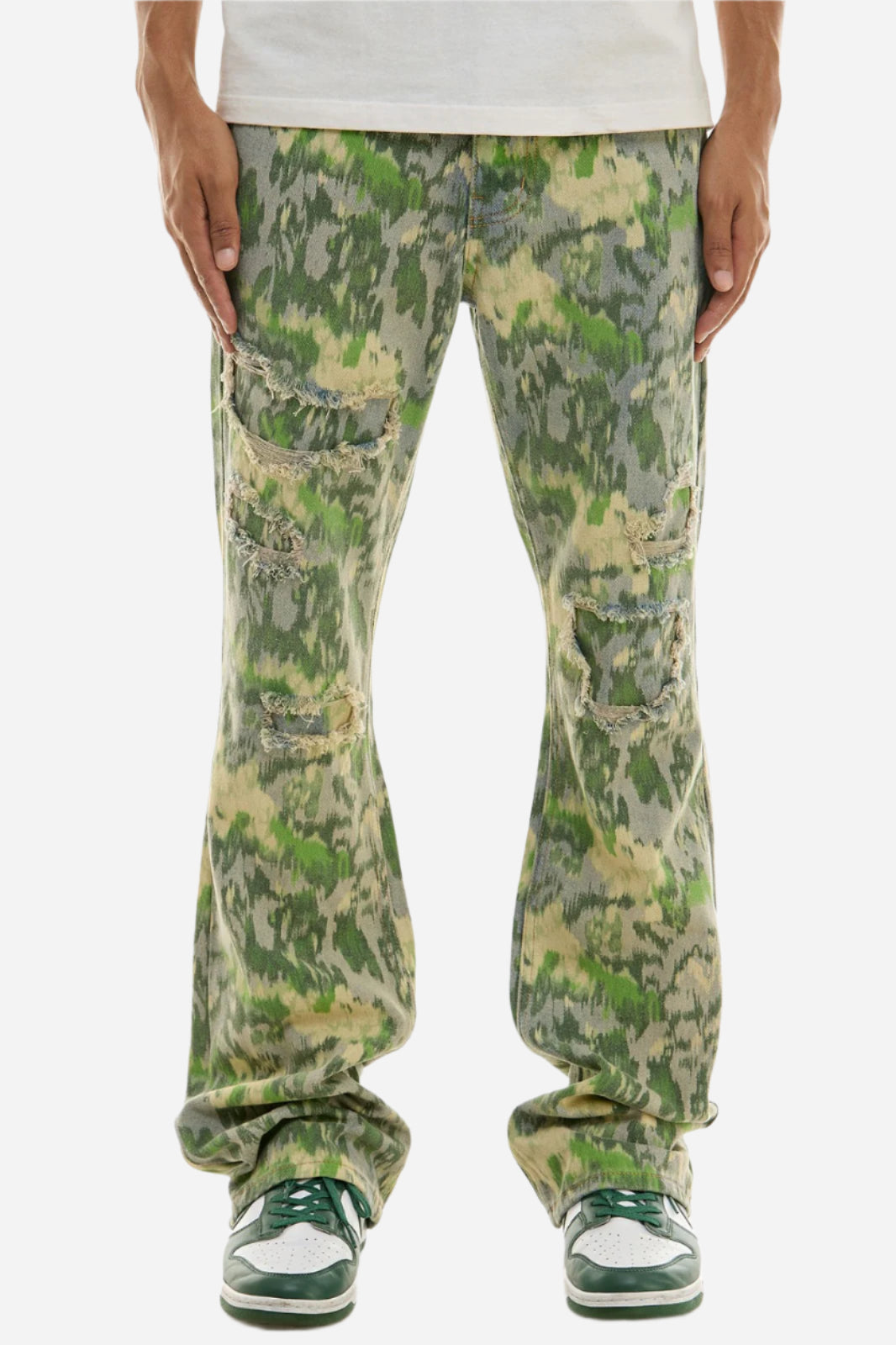 Camo(Washed)Forest Slim Flare Jeans