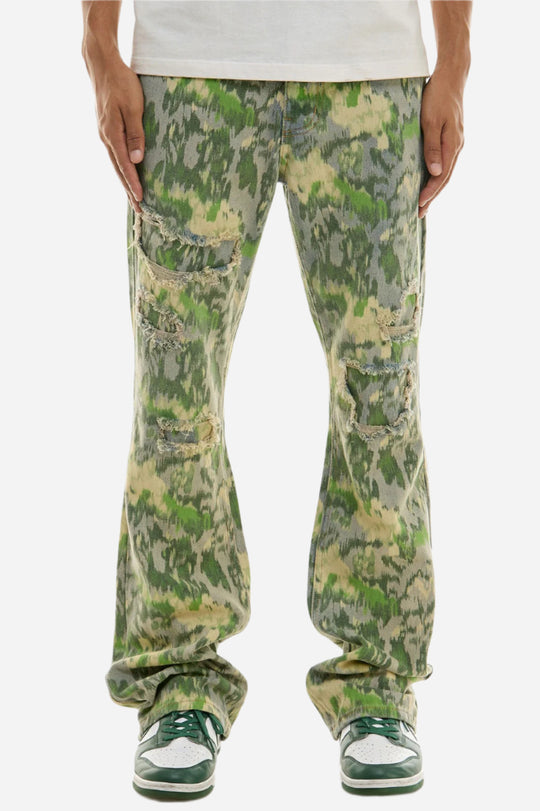 Camo(Washed)Forest Slim Flare Jeans