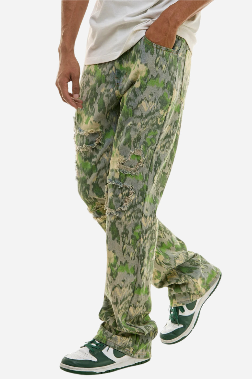 Camo(Washed)Forest Slim Flare Jeans - Slim Flare Fit