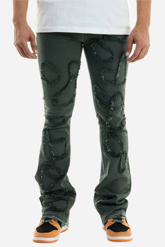 Charcoal Alligator Skinny Flare Pant - Stacked Flare Fit