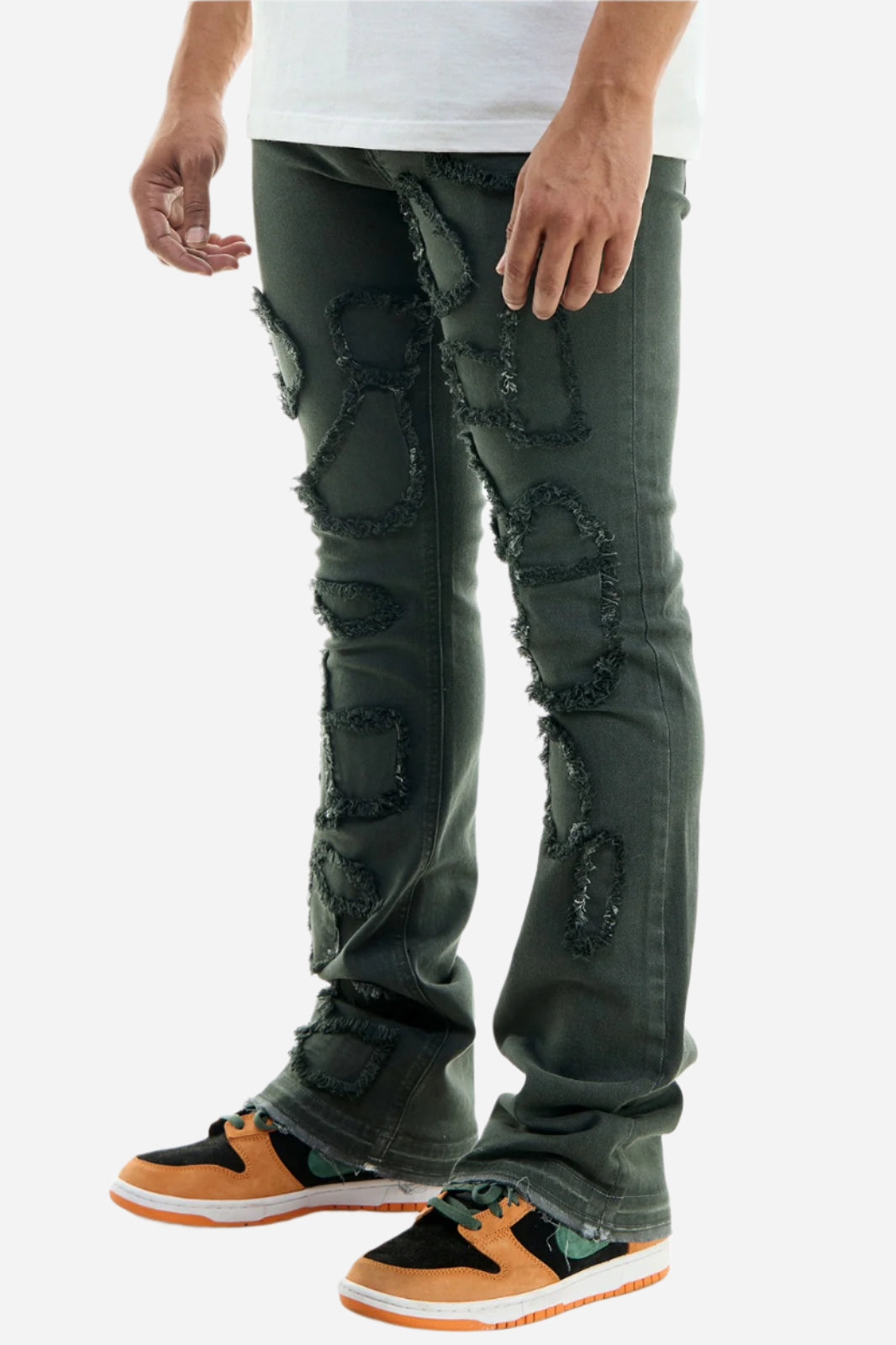 Charcoal Alligator Skinny Flare Pant - Stacked Flare Fit