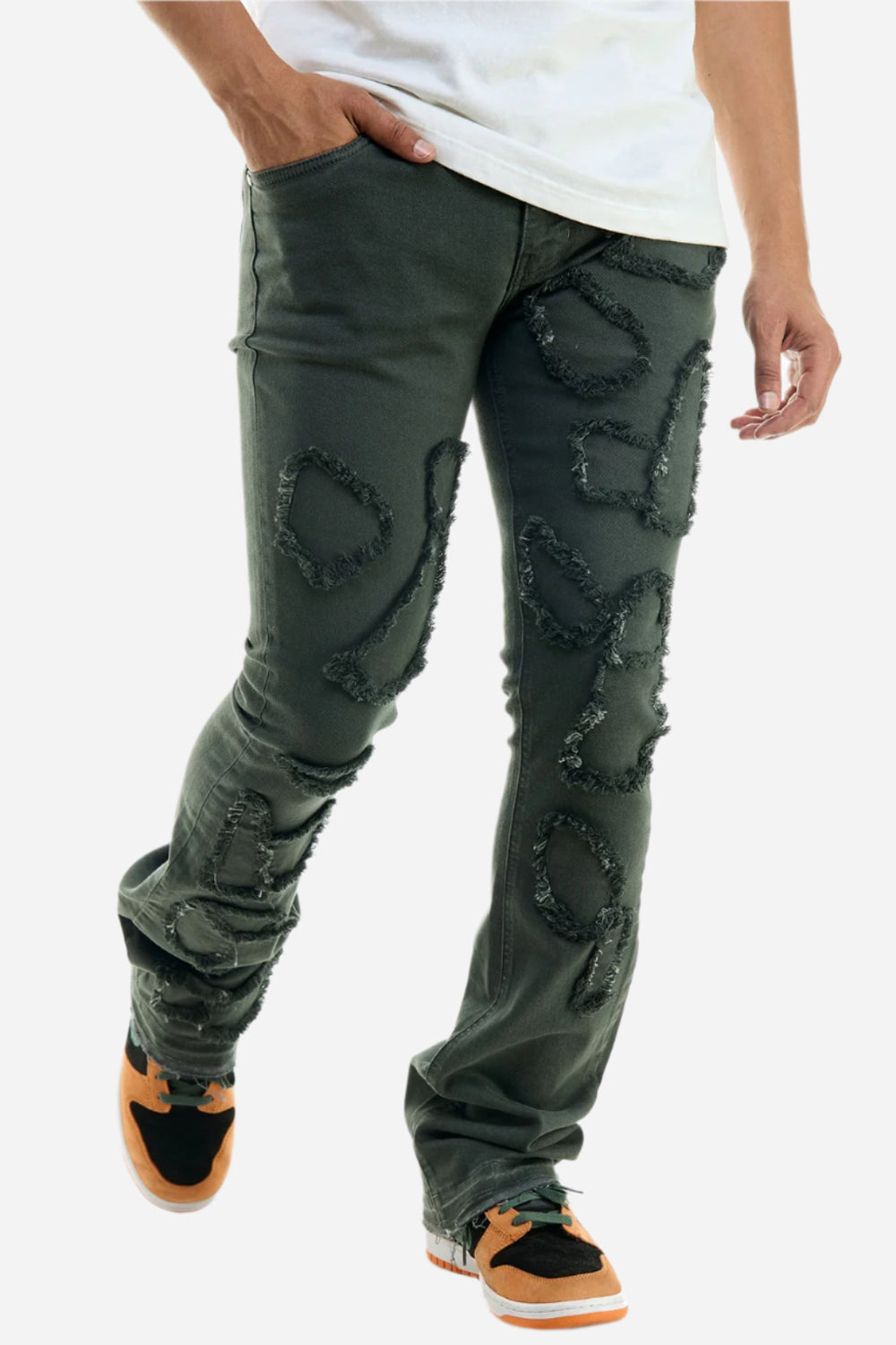 Charcoal Alligator Skinny Flare Pant - Stacked Flare Fit