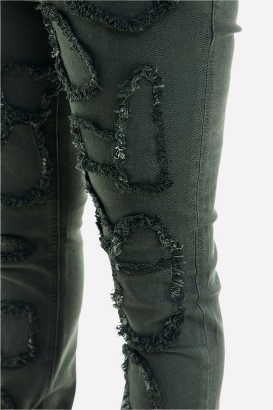 Charcoal Alligator Skinny Flare Pant - Stacked Flare Fit