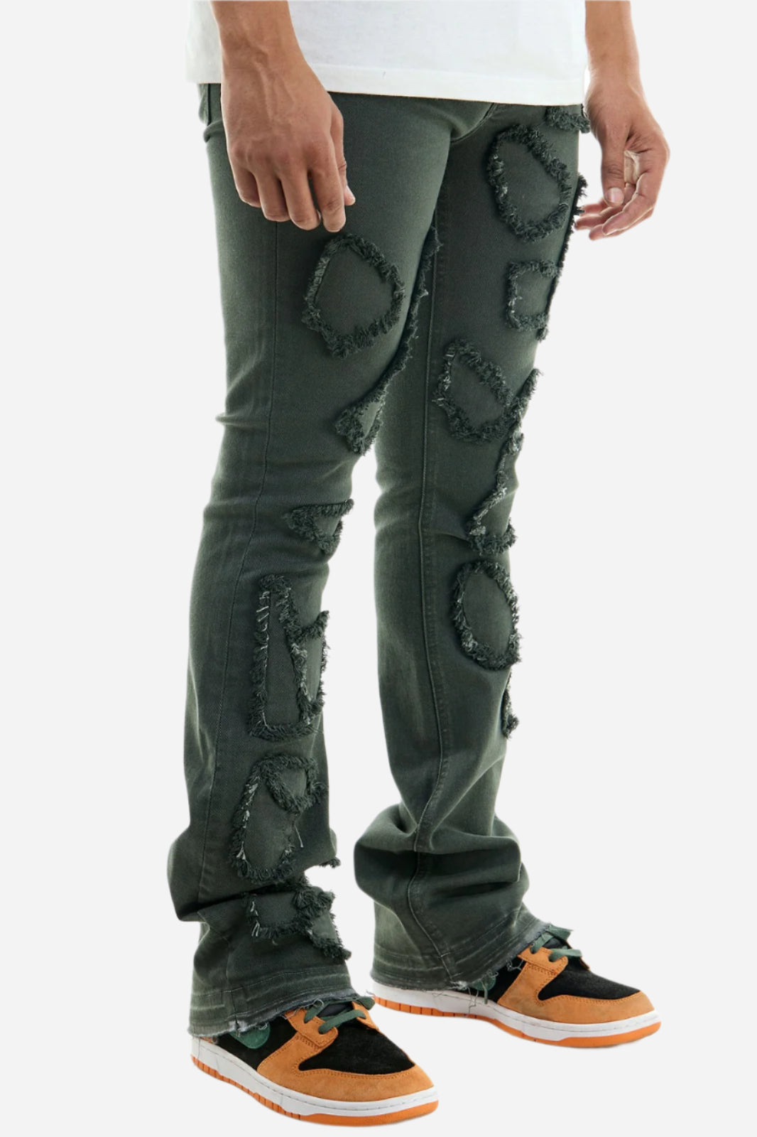 Charcoal Alligator Skinny Flare Pant - Stacked Flare Fit