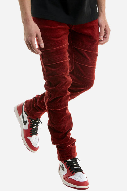 Burgundy Corduroy Layered Pants